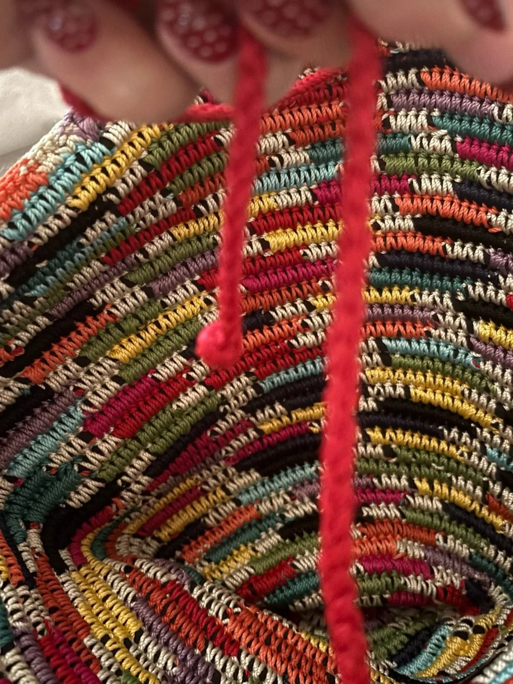 The Sak Multicolored Crochet Tote - Red, Green, Blue, Yellow, Pink, Black, Cream